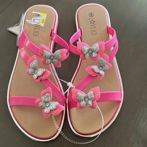 😍NWT pink butterfly flip flops 😍 - Picture 1 of 3